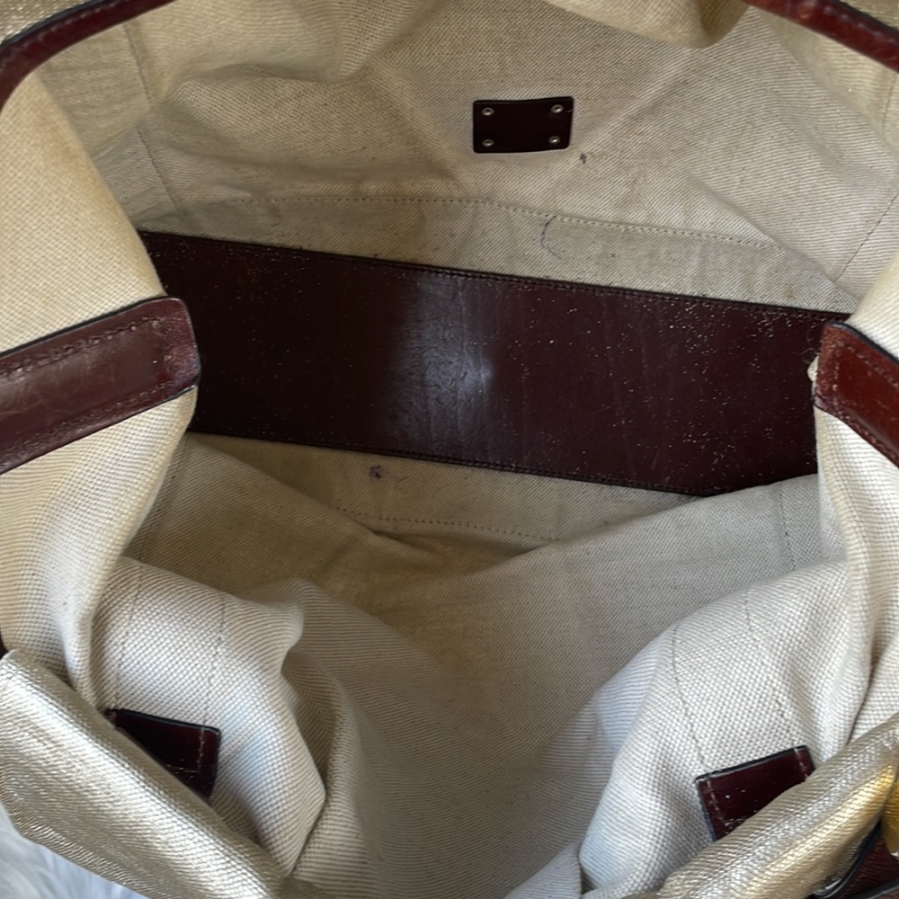 Burberry gold metallic coated canvas  satchel - Picture 9 of 16